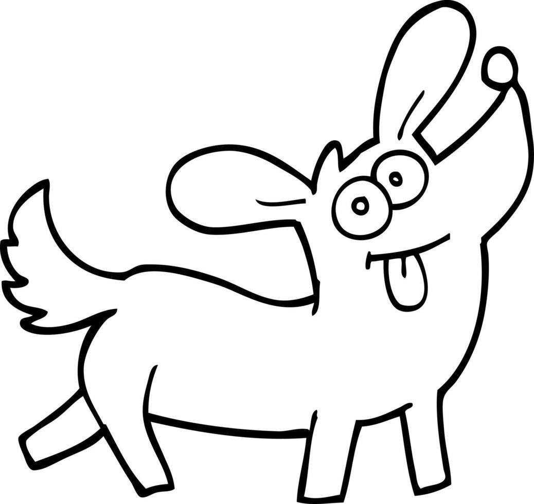 black and white cartoon happy dog vector