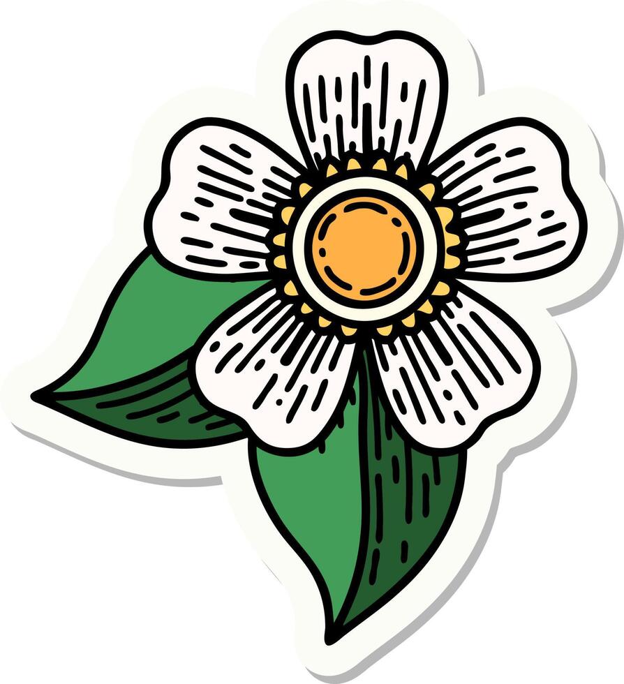 tattoo style sticker of a flower vector