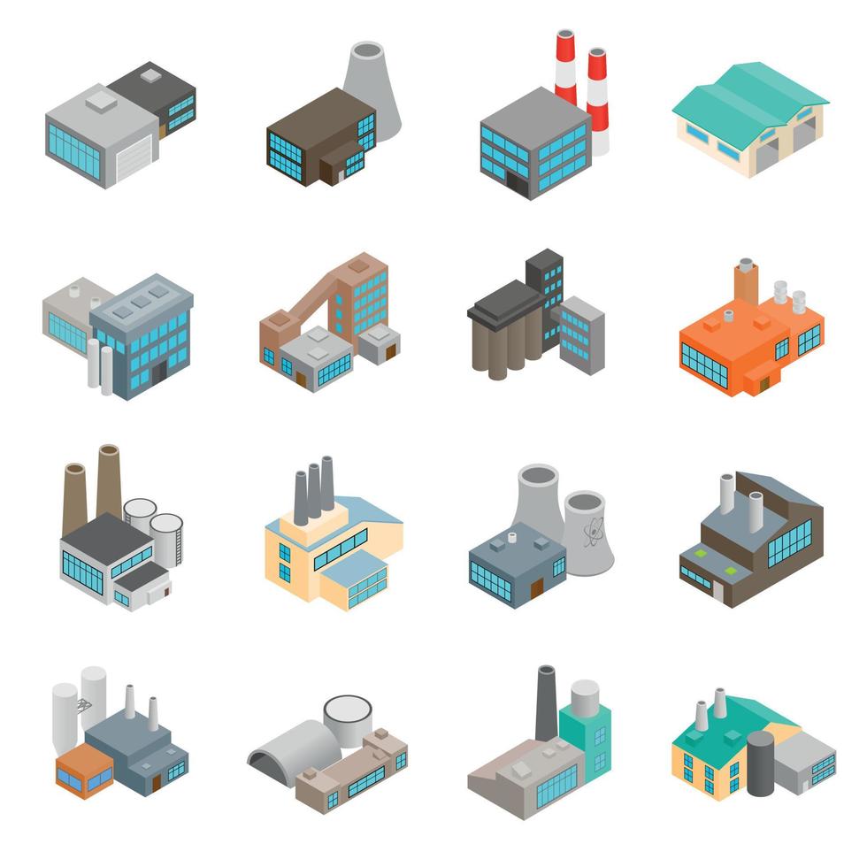 iconos de fábrica de edificios industriales vector