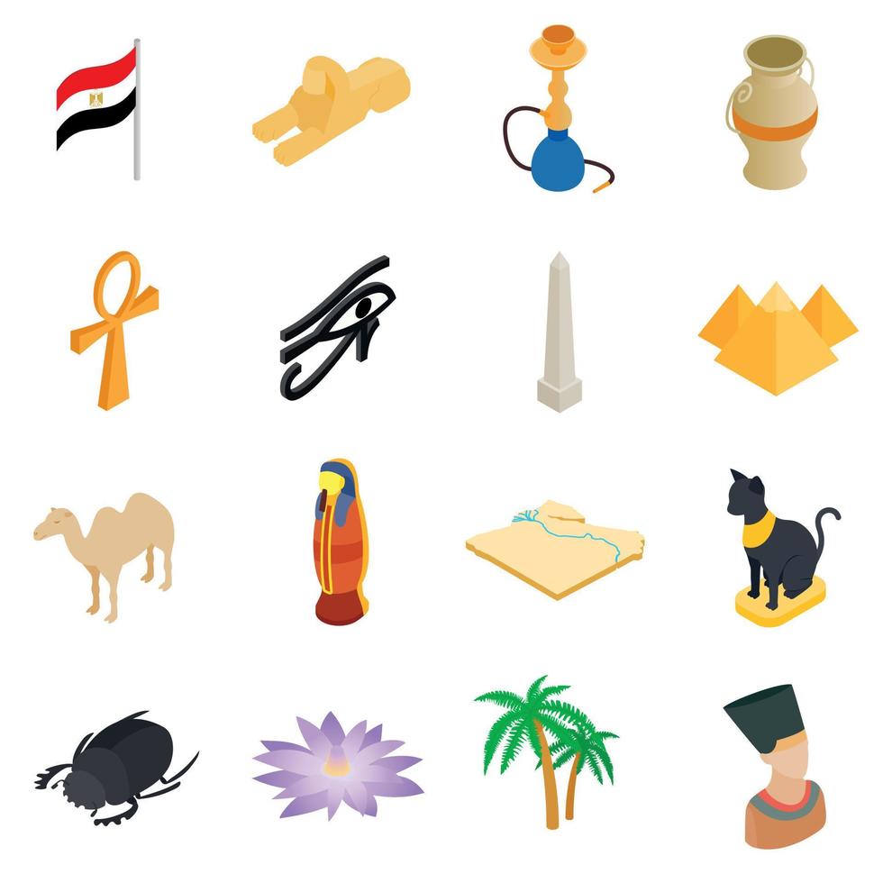 Egypt isometric 3d icons vector