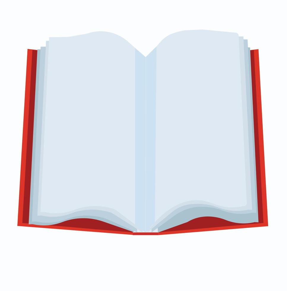 un abierto libro con un rojo cubrir. vector ilustración aislado en blanco antecedentes.