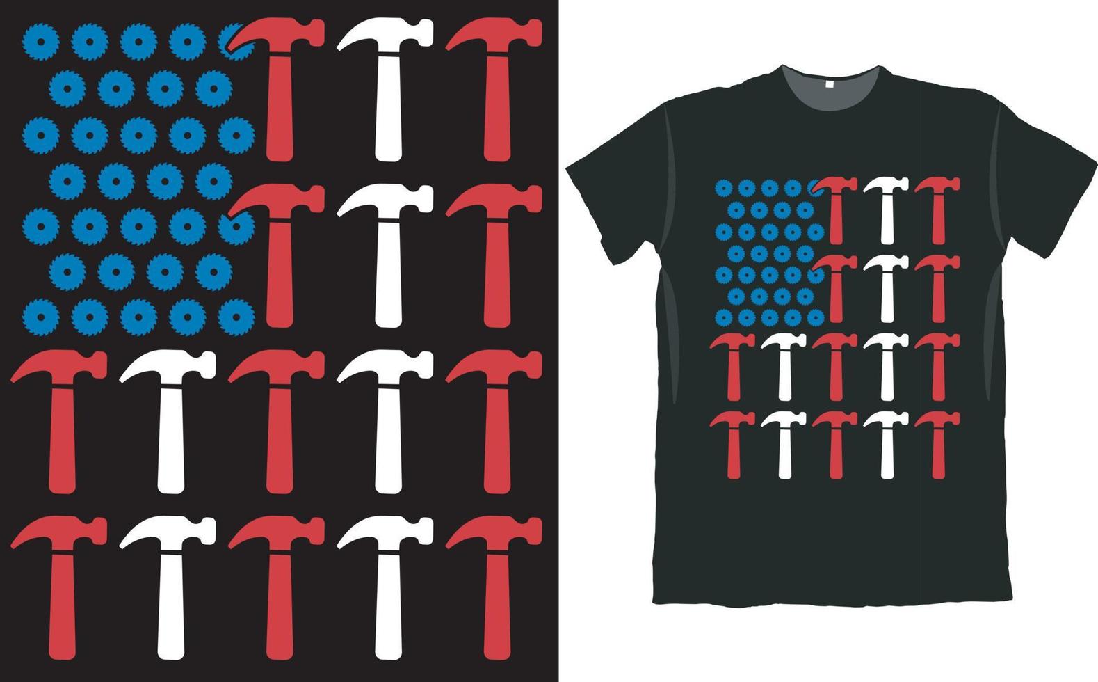 Carpenter USA Flag Woodworker T Shirt Design vector