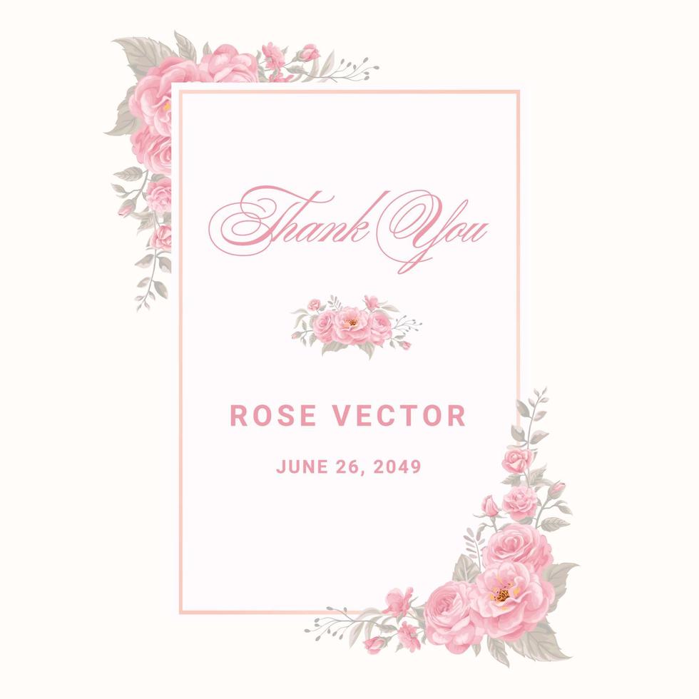 Rose Flower and botanical leaf digital painted illustration vector