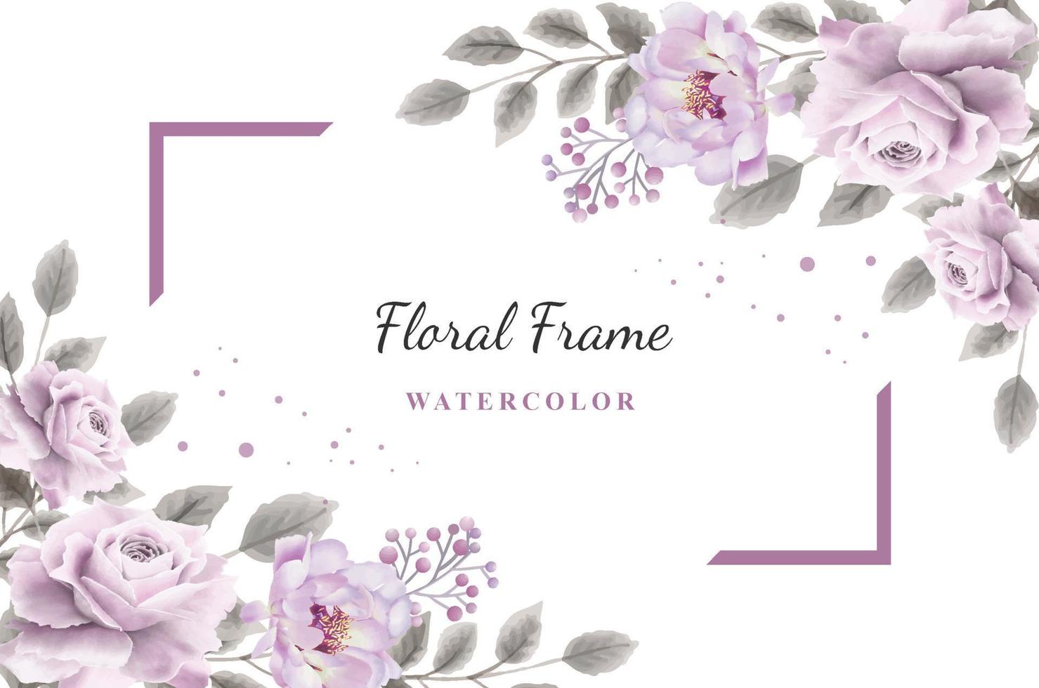 Watercolor Floral Frame for invitation template vector