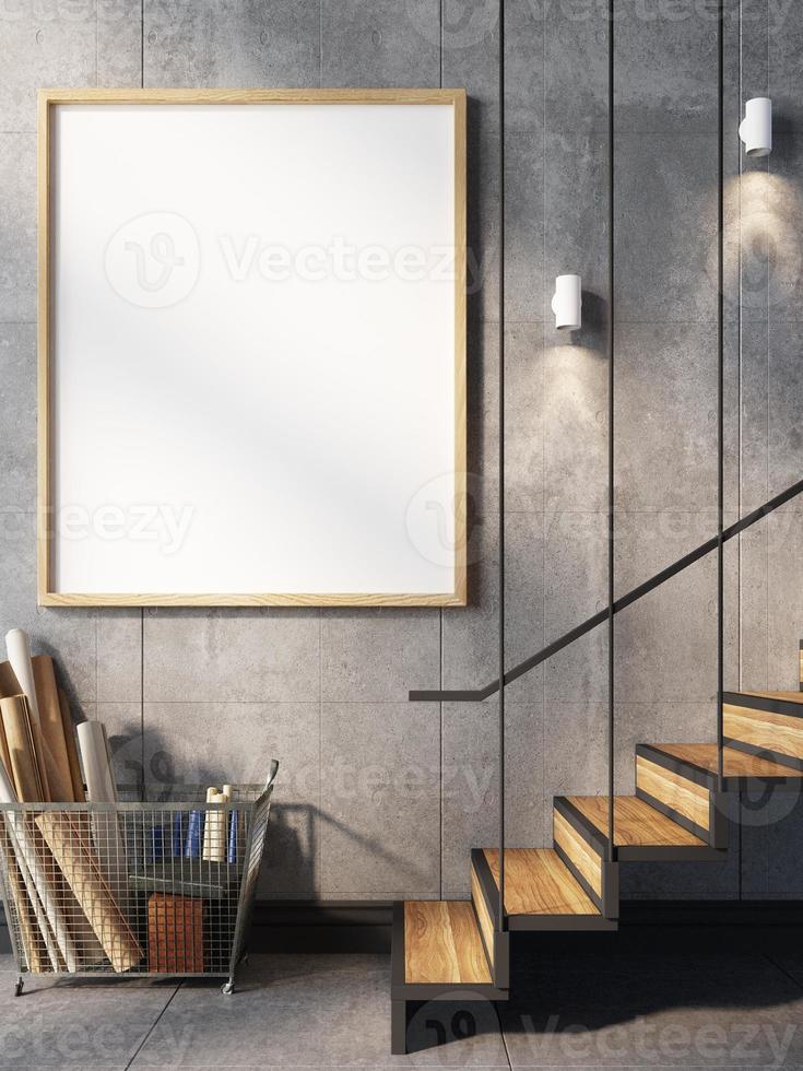 Poster Frame Mockup In Wall Scandinavian Living Room Interior photo