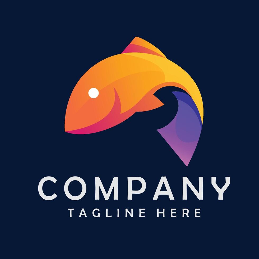 awesome color fish logo design vector
