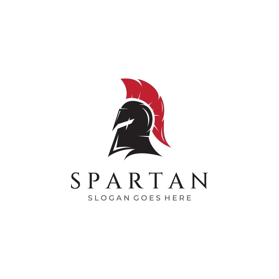 logotipo de casco de guerrero espartano o guerrero de guerra espartano fuerte y valiente. Diseñado con edición de ilustración vectorial de plantilla. vector