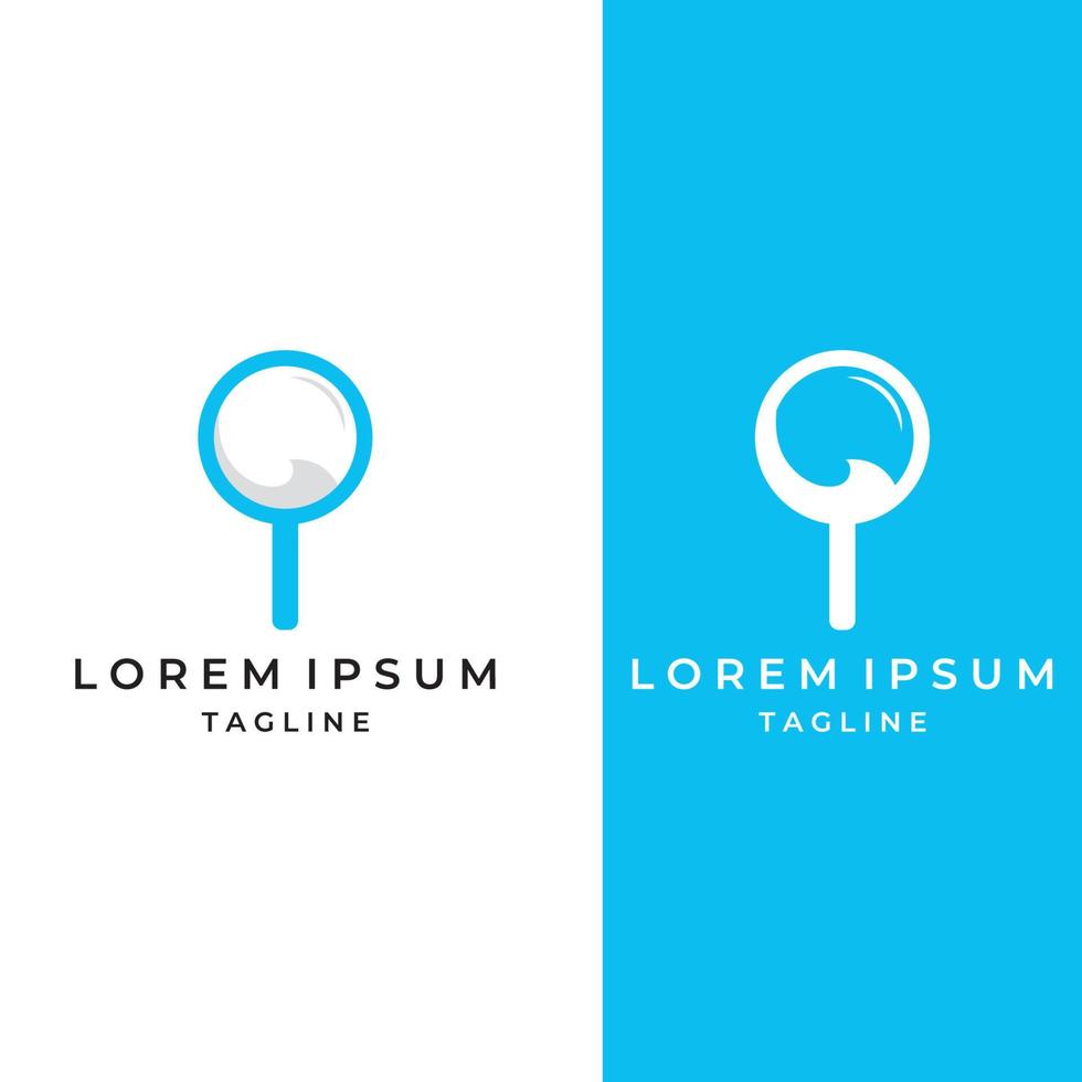 Logo search or discovery, logo search by combination, lab, moon, location, check, wave and sun. Logo with simple illustration editing. vector