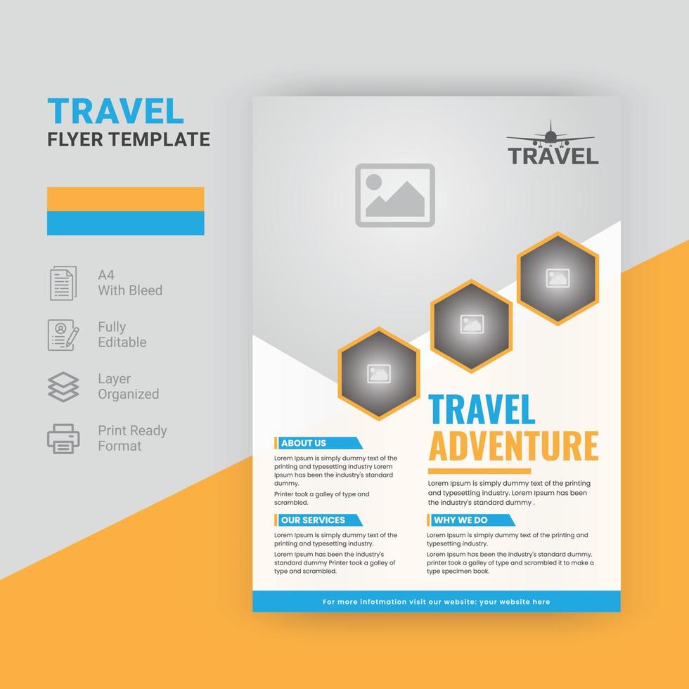 Modern travel poster template with photo vector file free download