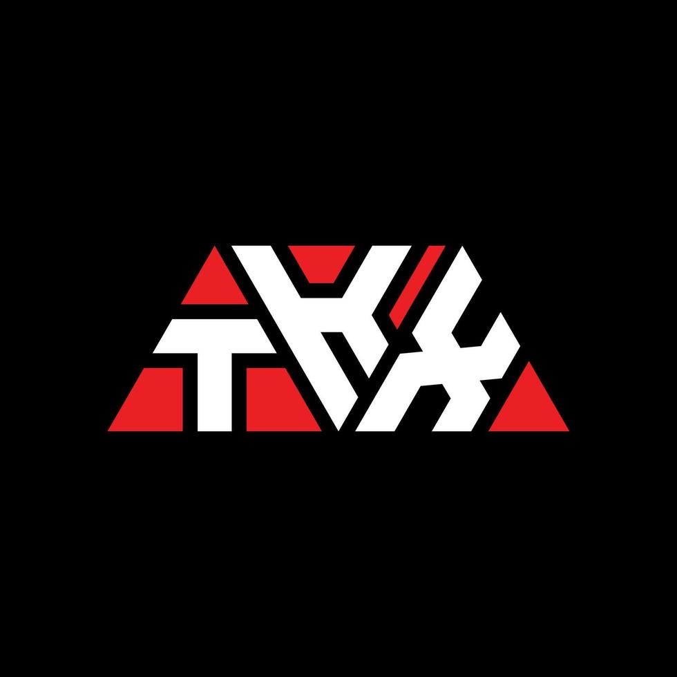 diseño de logotipo de letra triangular tkx con forma de triángulo. monograma de diseño de logotipo de triángulo tkx. plantilla de logotipo de vector de triángulo tkx con color rojo. logotipo triangular tkx logotipo simple, elegante y lujoso. gracias