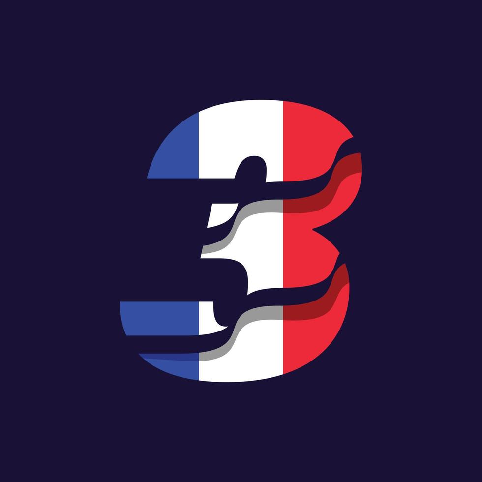 France Numeric Flag 3 vector