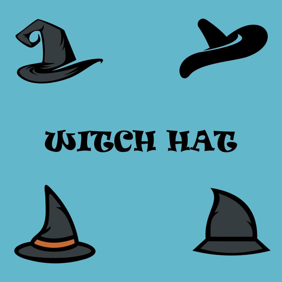 A set of witch hats. Witch Hat for Halloween. Vector