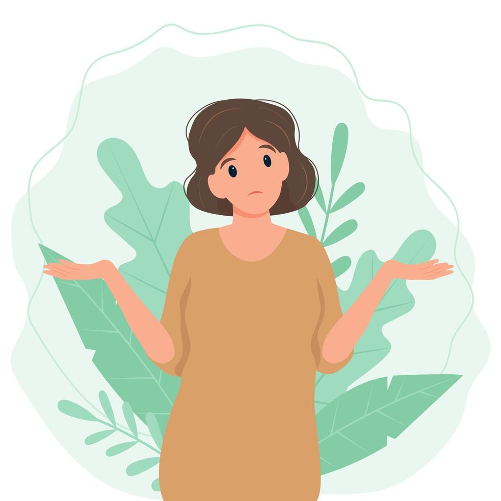 Woman shrugging with a curious expression vector