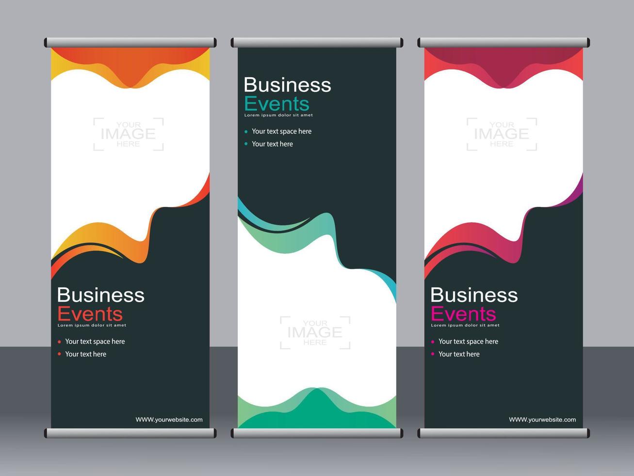 Business banner roll up set standee banner template. vector
