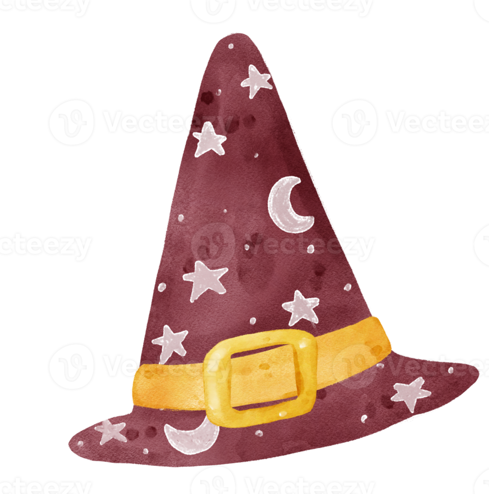 Watercolor Halloween witch hat dark red 19857202 PNG