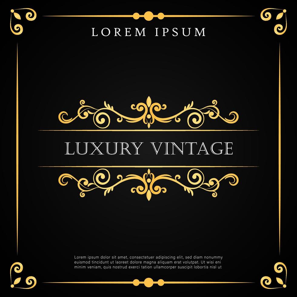 Elegant vintage gold frame collection vector