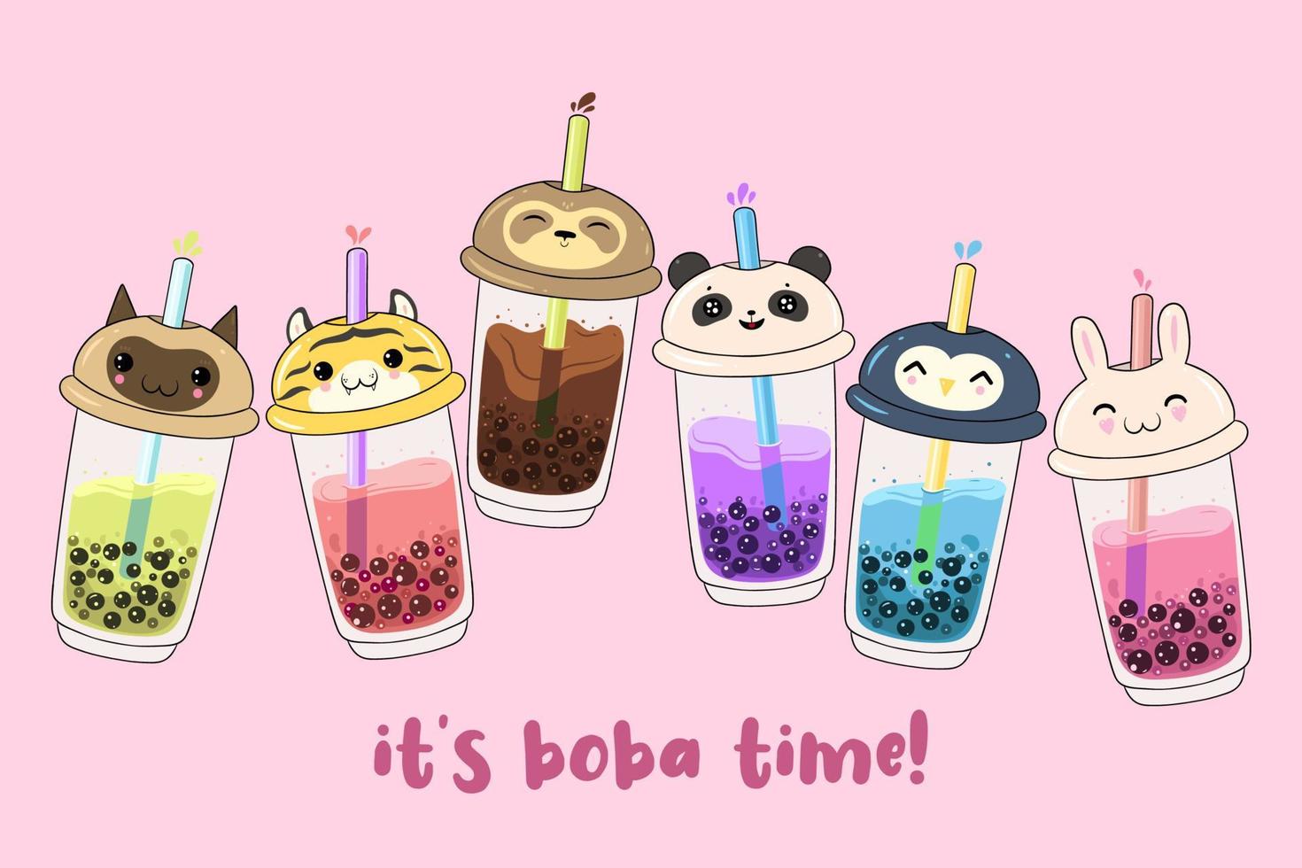 Kawaii bubble tea Wallpaper 4K Love hearts Rainbow 11099