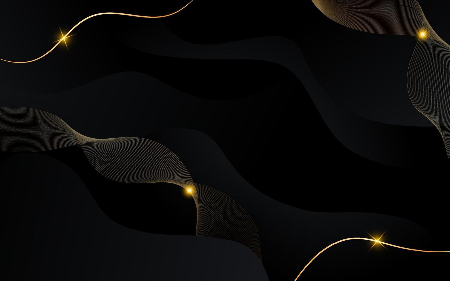 Gradient black background with wavy lines vector