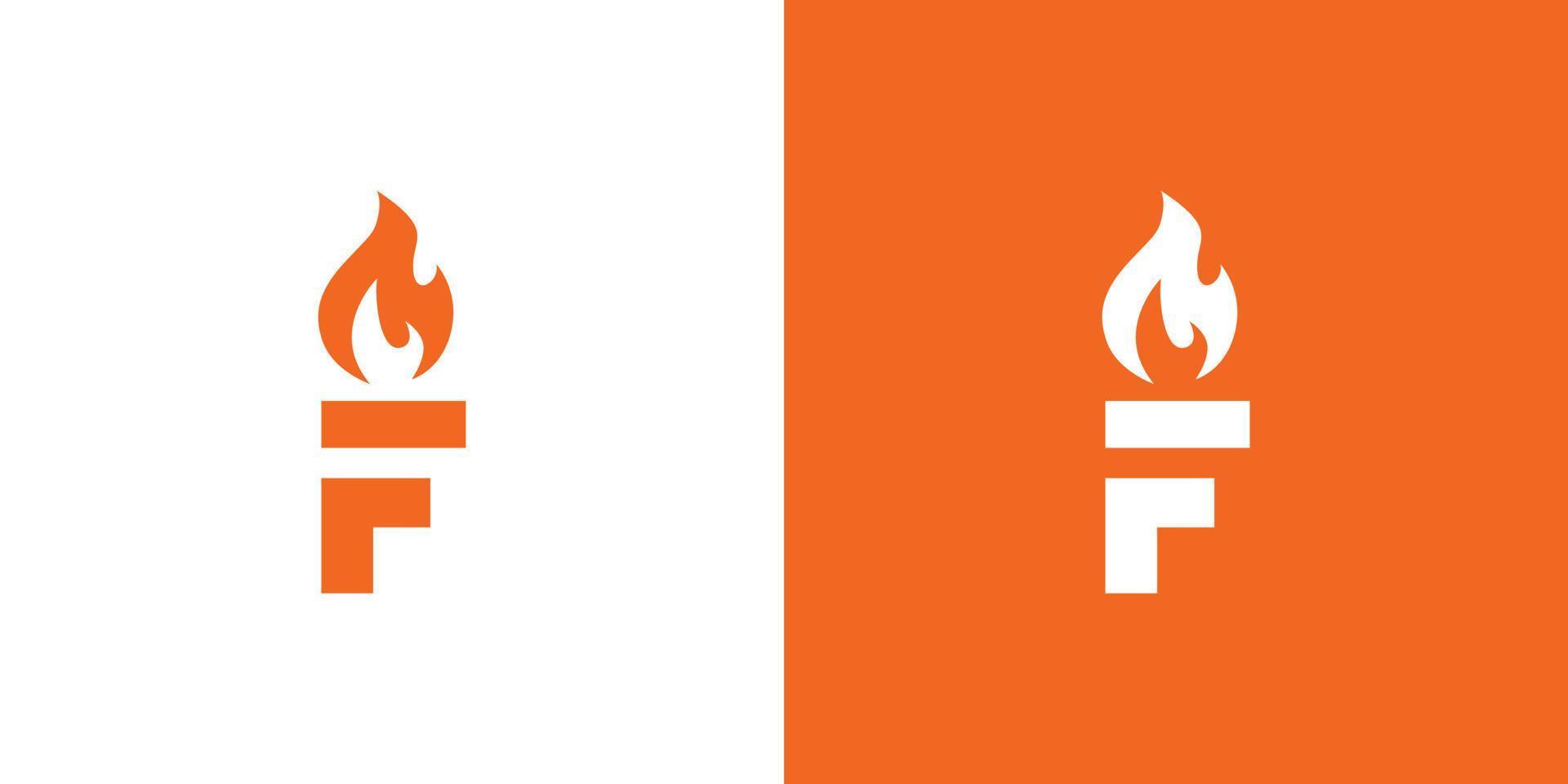 Modern and professional letter F initials fire torch logo design vector