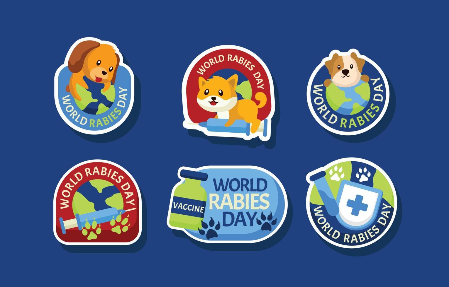 World Rabies Day Sticker Collection vector