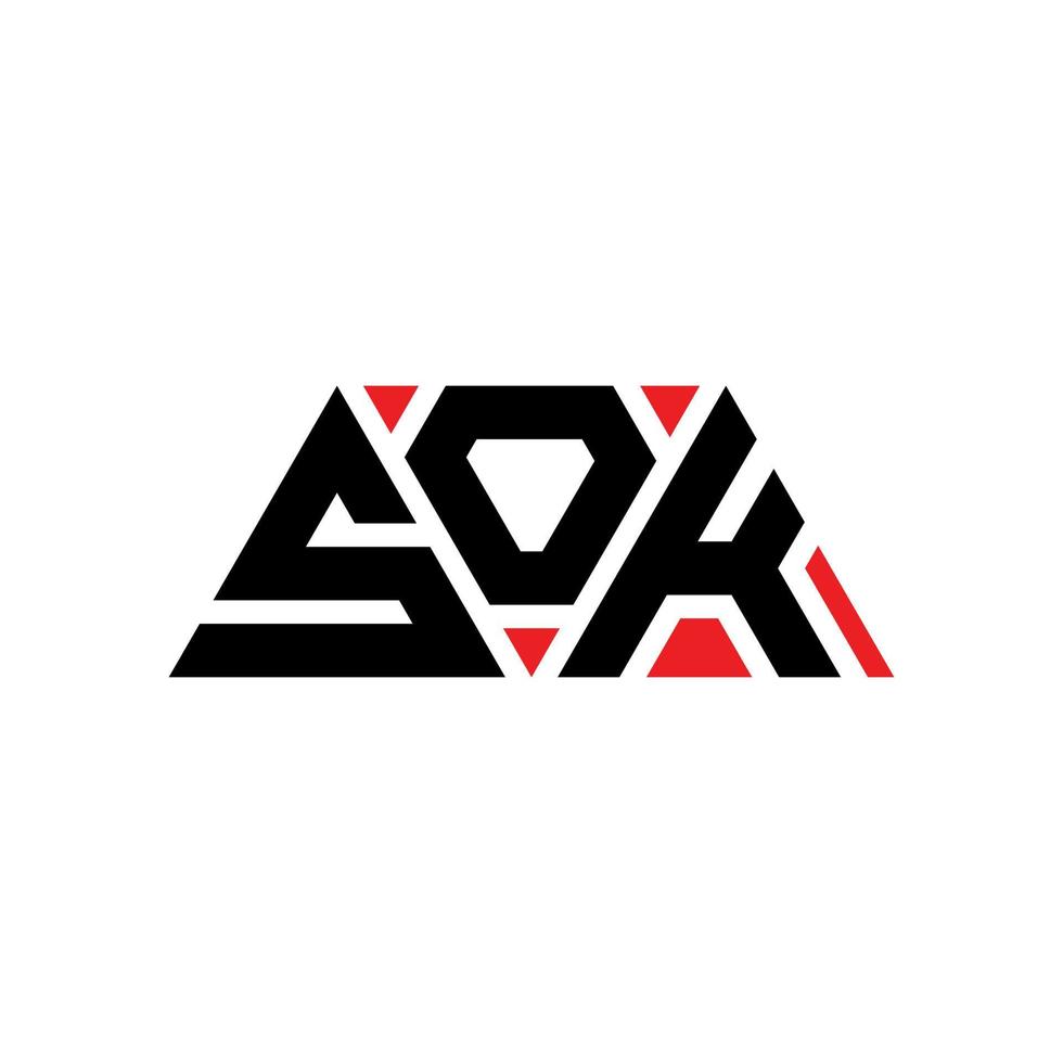 SOK triangle letter logo design with triangle shape. SOK triangle logo design monogram. SOK triangle vector logo template with red color. SOK triangular logo Simple, Elegant, and Luxurious Logo. SOK