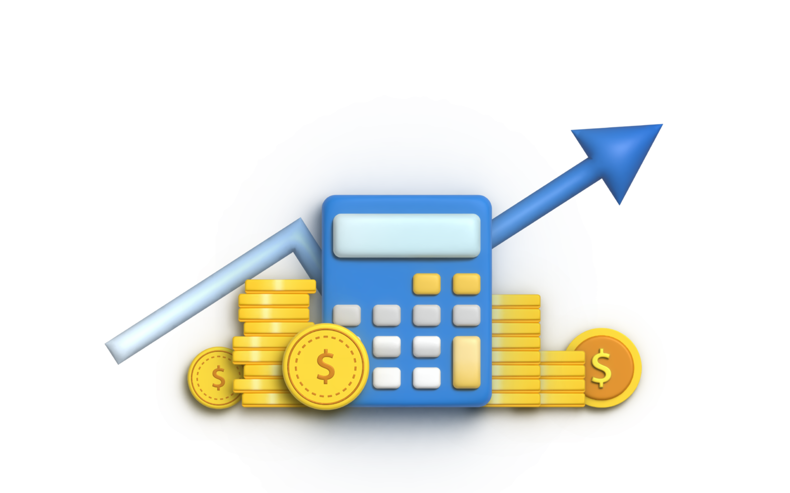 3d ilustração do financeiro e Forma de pagamento conceito com calculadora, dinheiro, moeda e crédito cartão. png