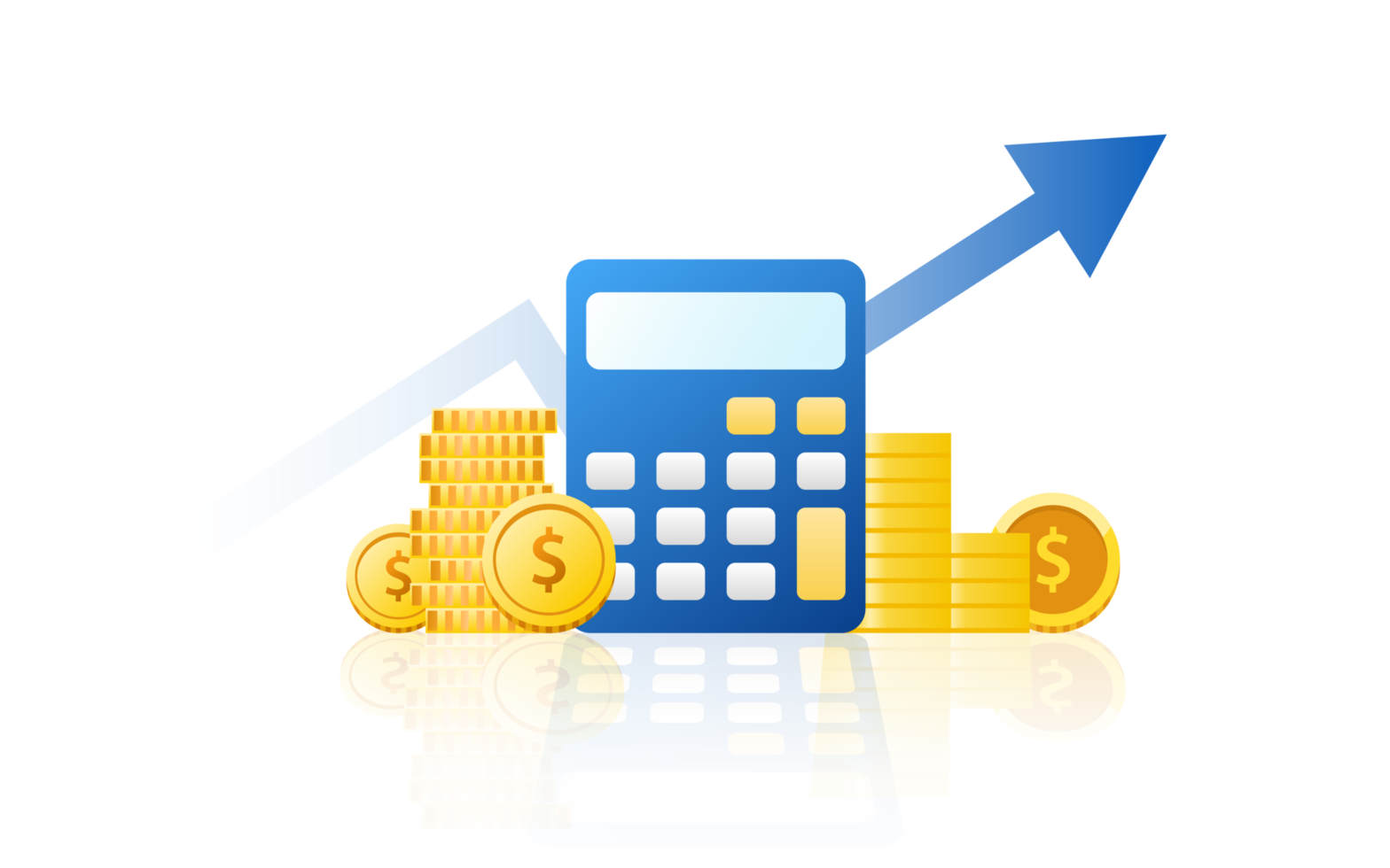 Financial and payment concept with calculator, money, coin and credit card. png