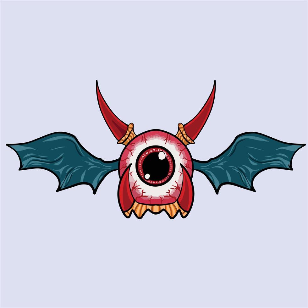 Cute one eyed monster with wing vector