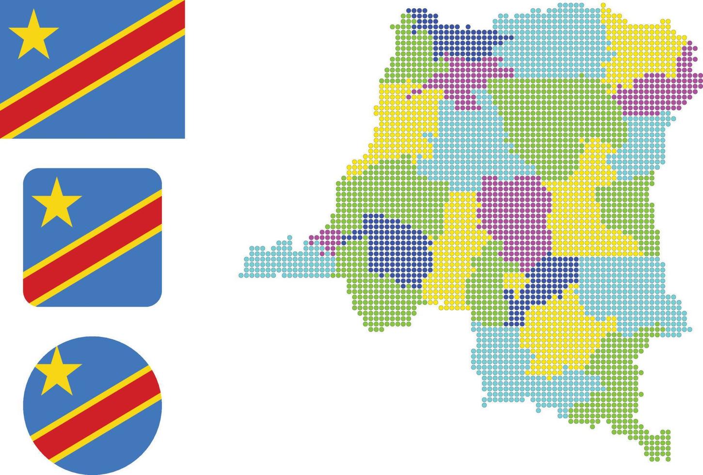 república democrática del congo mapa y bandera icono plano símbolo vector ilustración