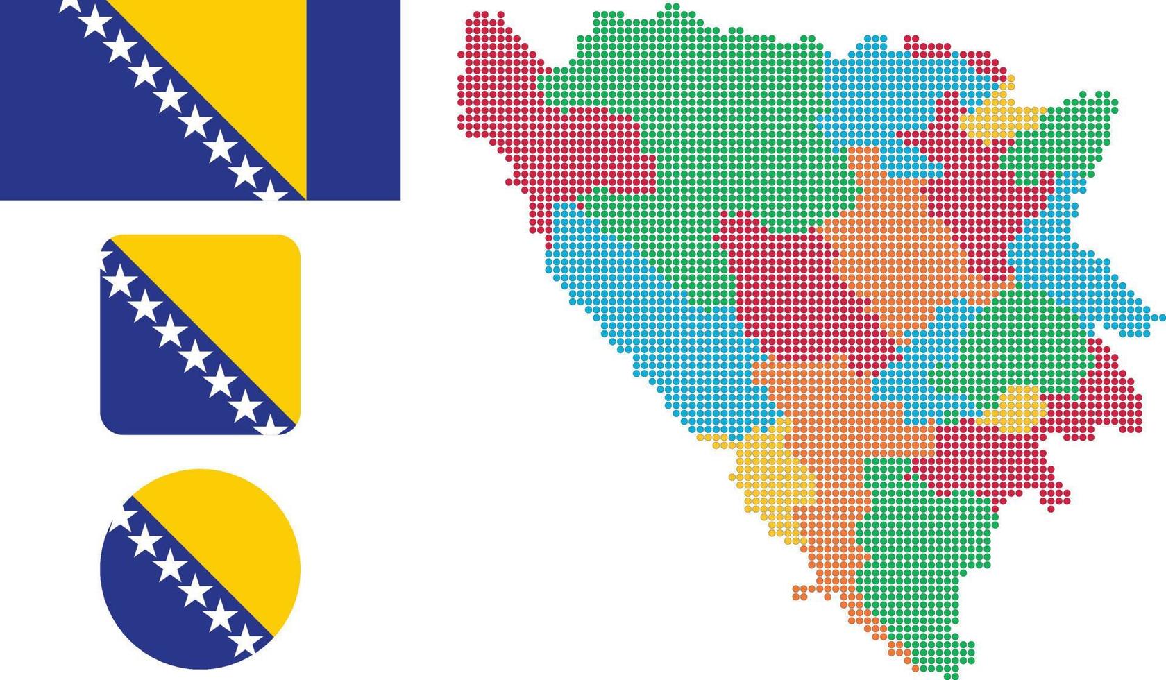 bosnia y herzegovina mapa y bandera icono plano símbolo vector ilustración