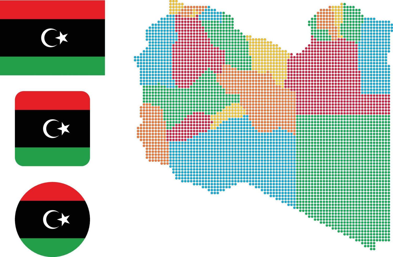 Libia mapa y bandera plano icono símbolo vector ilustración