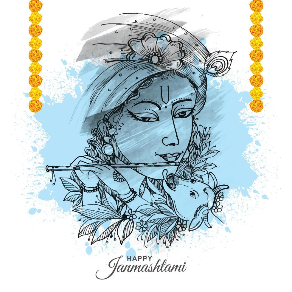 Lord Krishna Sketch by saintvinod on DeviantArt-gemektower.com.vn