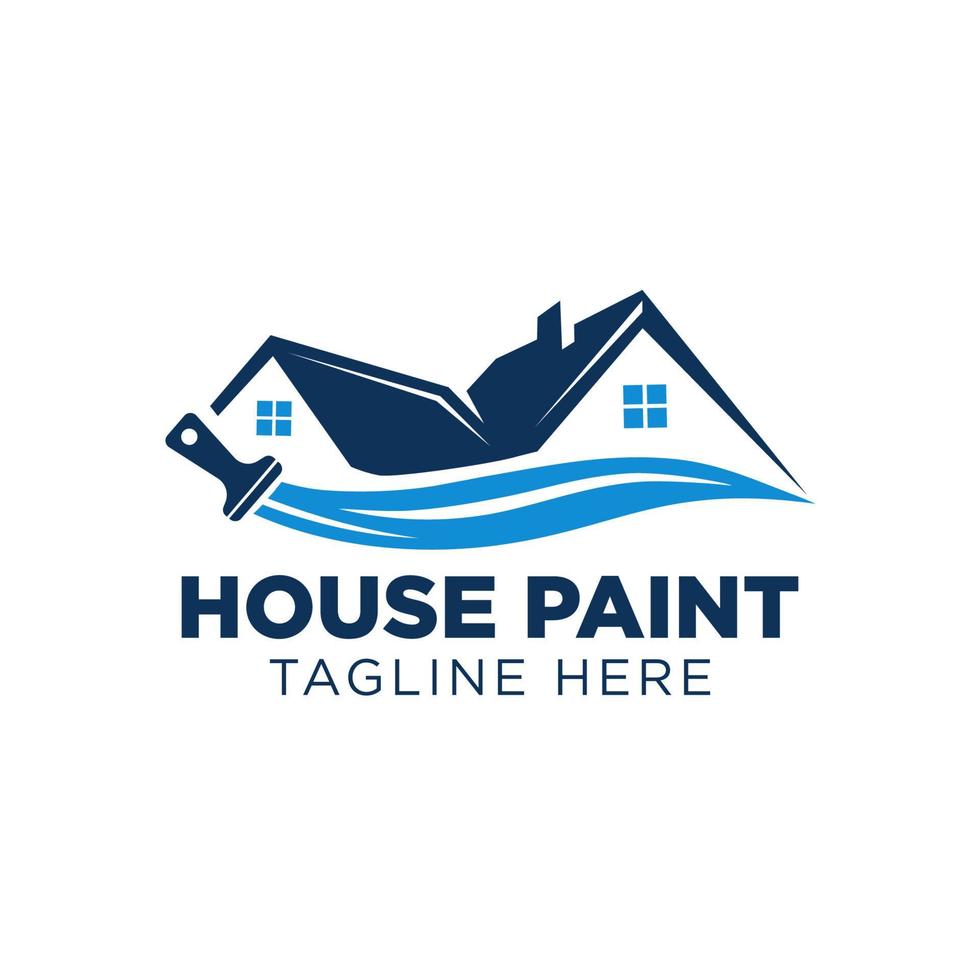 Blue color house painting logo business clipart vector