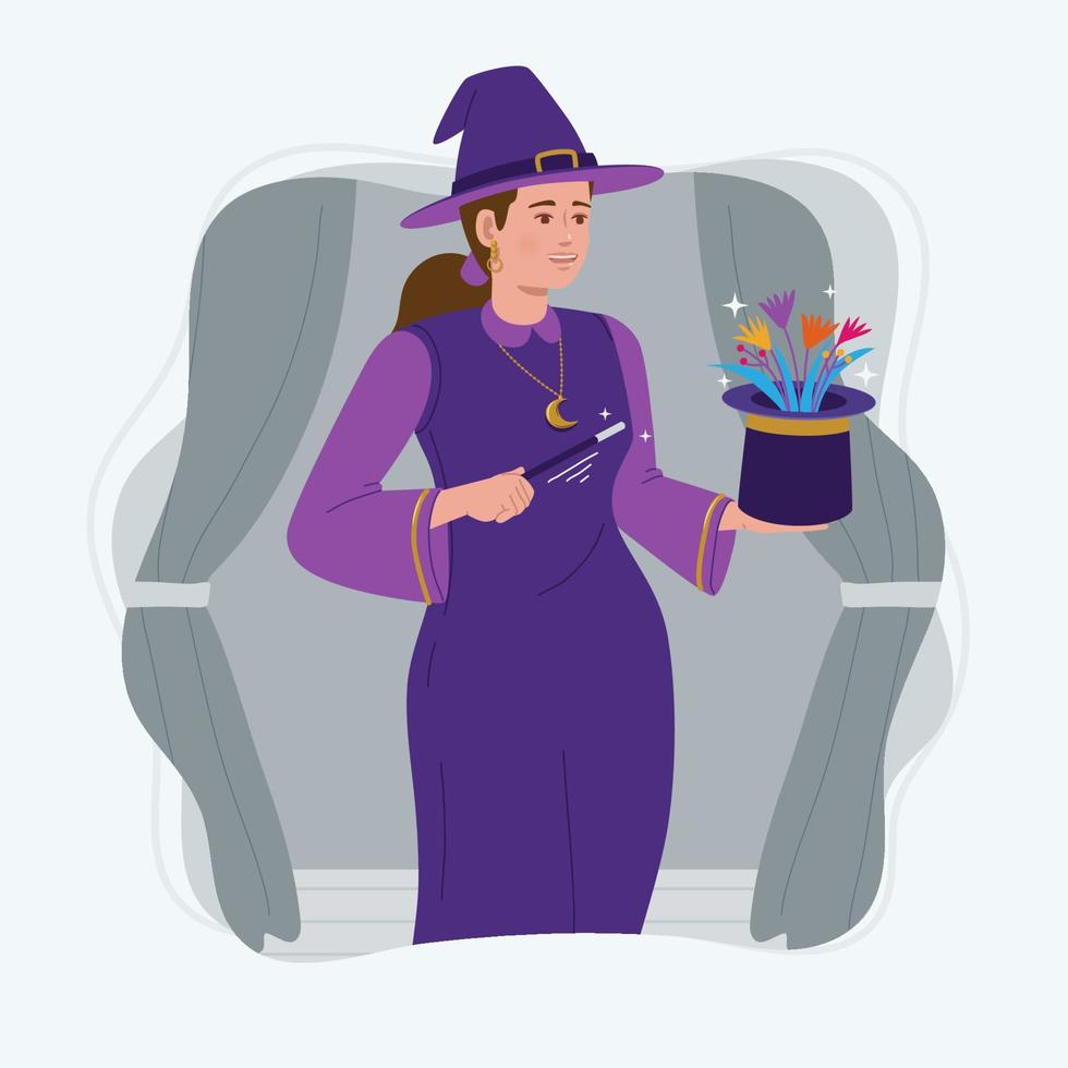 Female Magician Character Concept vector