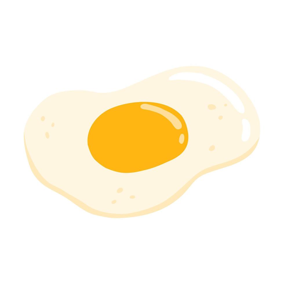 Vector illustration of fried egg isolated on white background. Scrambled eggs in cartoon hand drawn flat style.