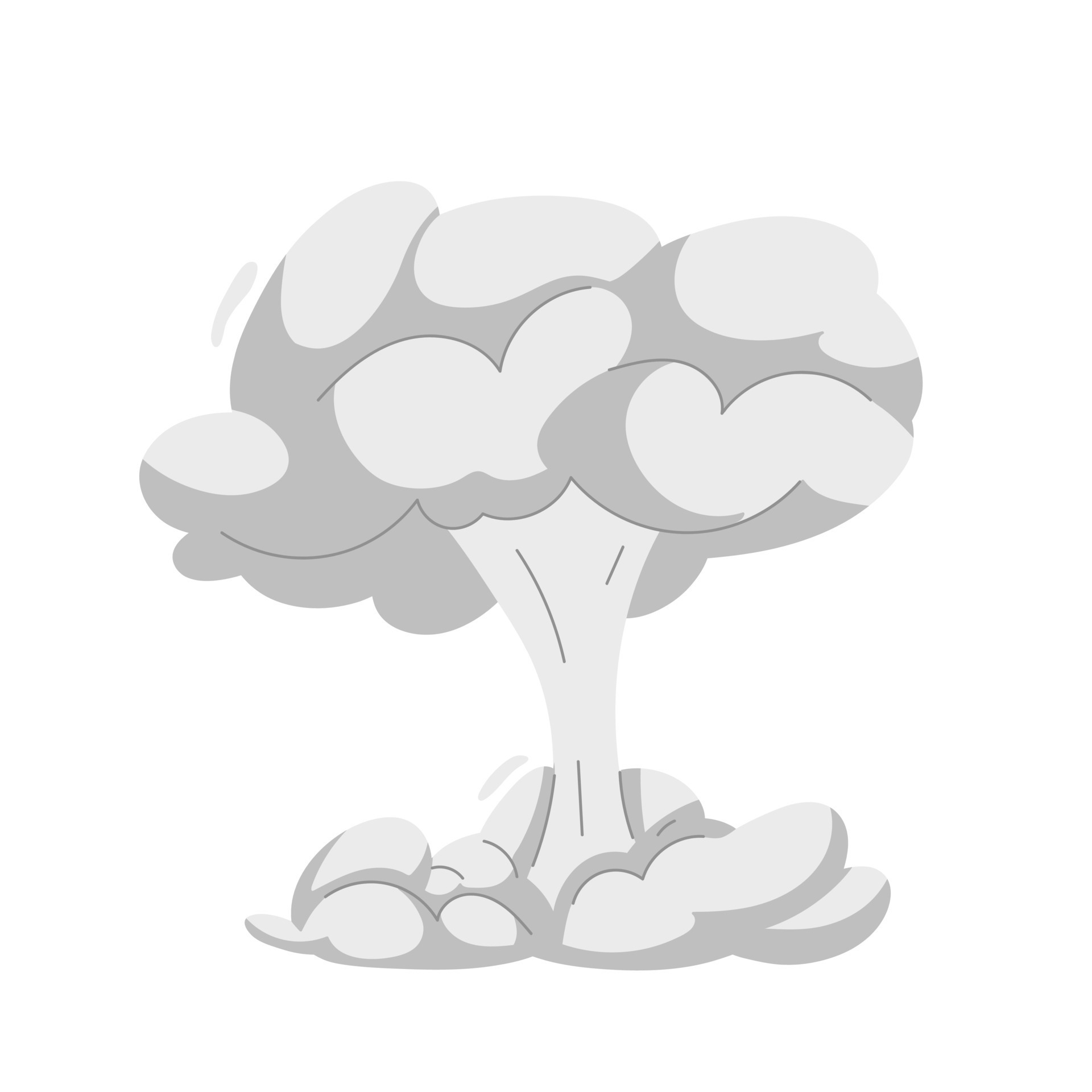 Blast cloud after bomb explosion. Cartoon bomb explosion, dynamite