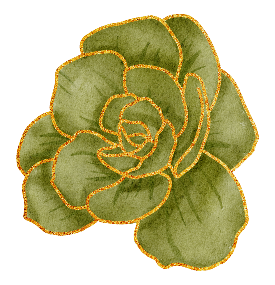 flor com aquarela dourada png