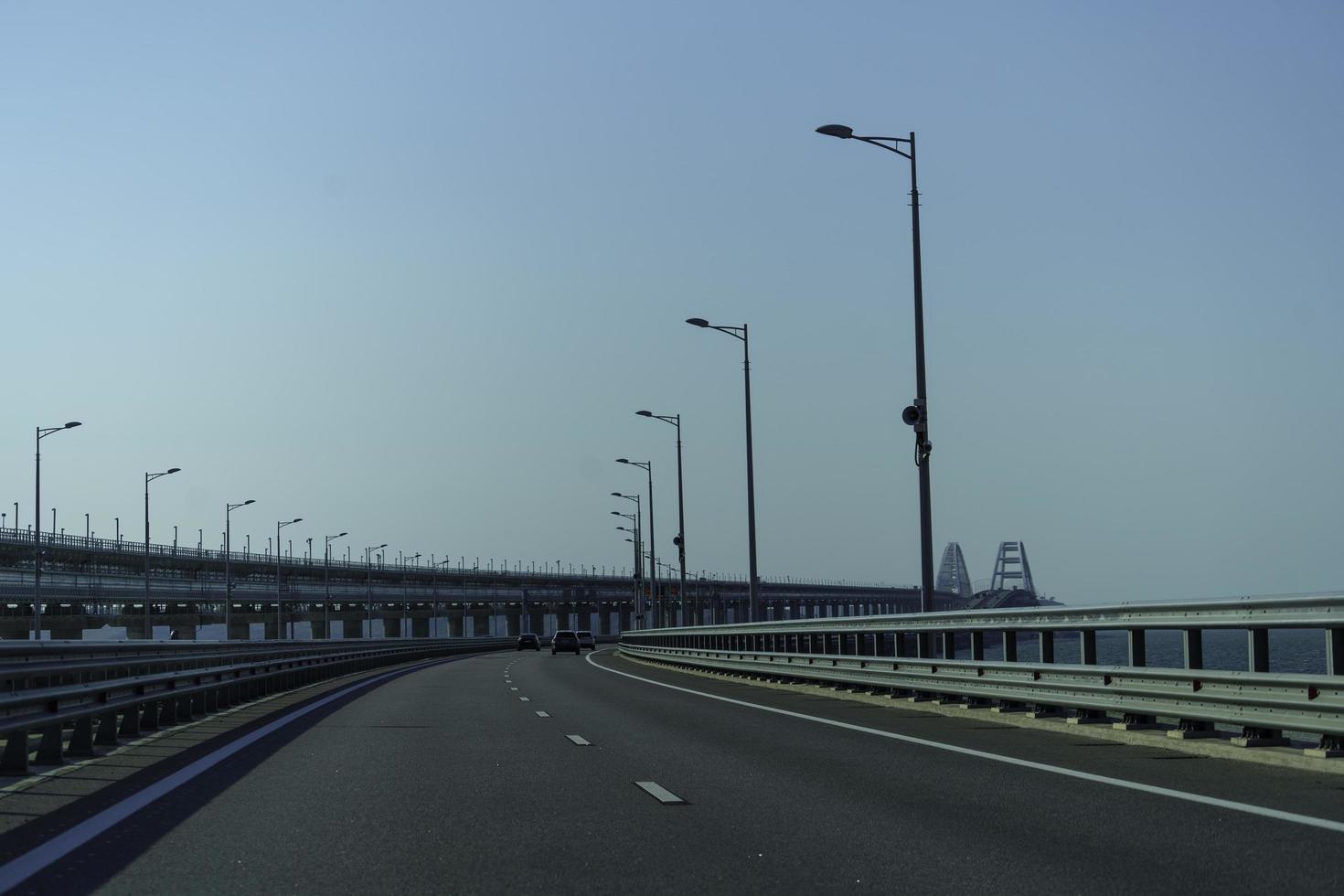 Landscape of the Crimean bridge against the sky. Crimea photo