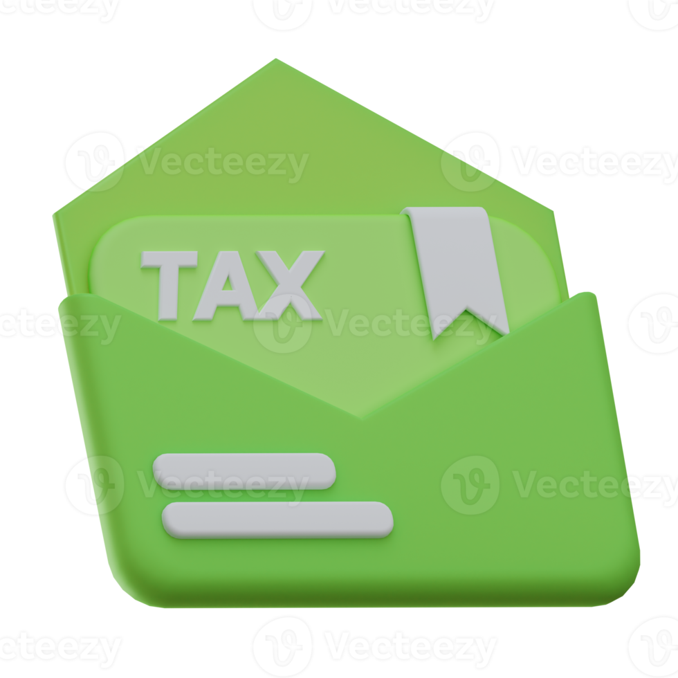 3D Tax envelope illustration png