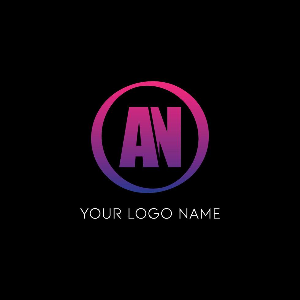 Initial circle AN letter logo icon design free vector template
