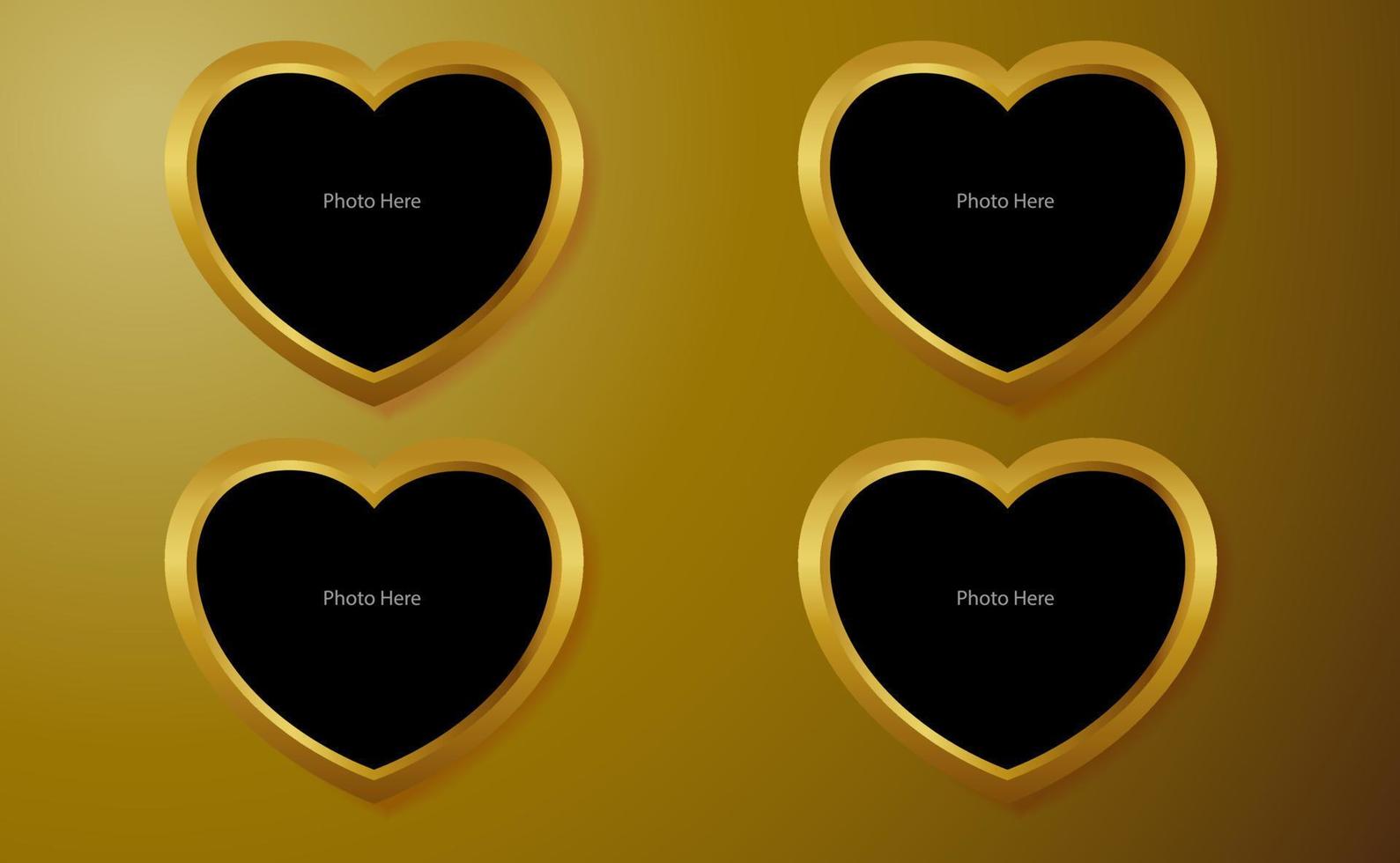 Golden Heart frame for photo vector