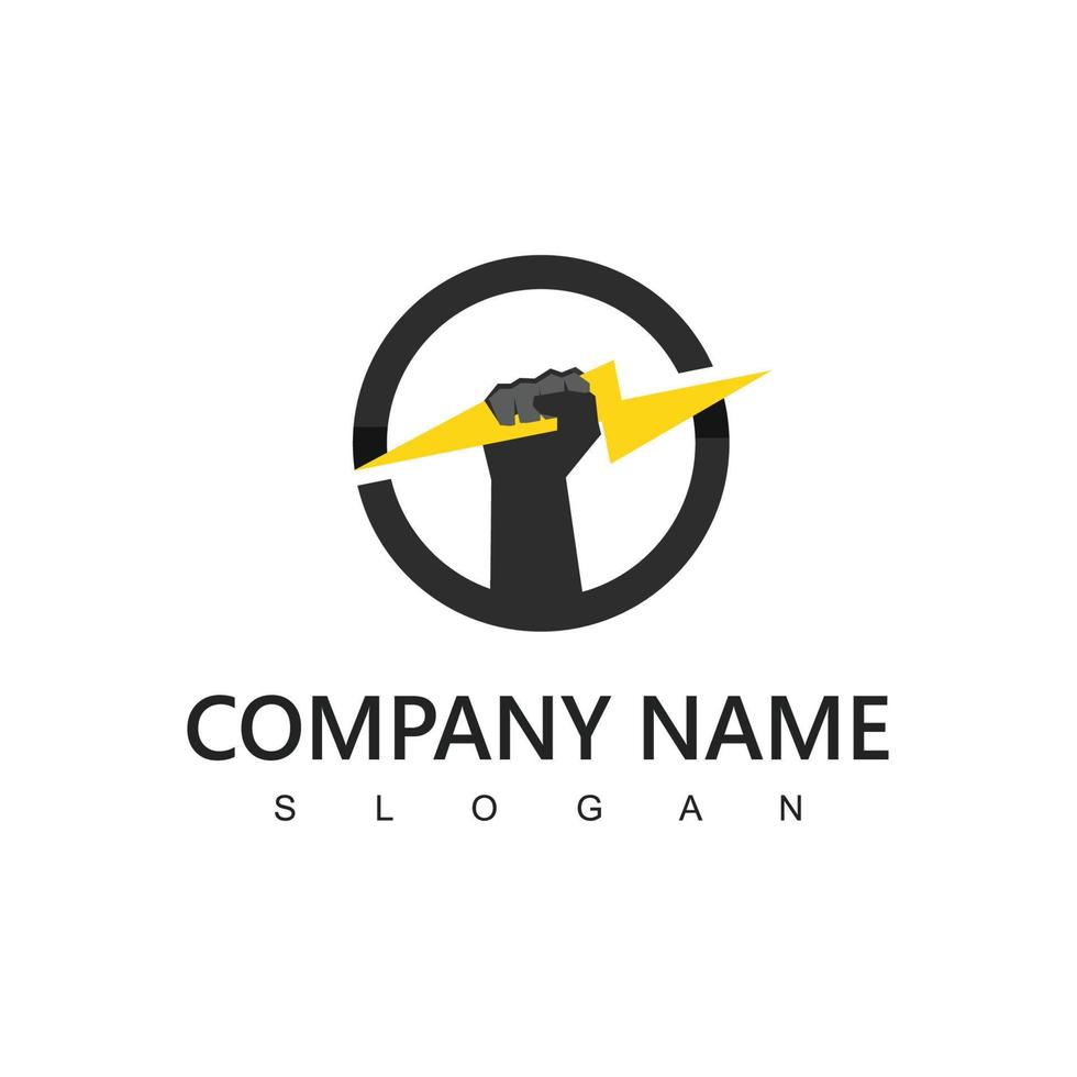 Electric Logo Template, Esports Team, And Electrician Logo Using Hand And Bolt Icon vector
