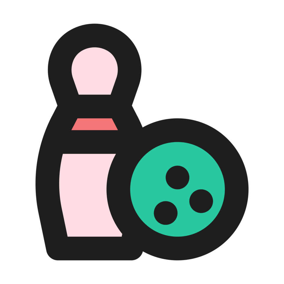 Bowling flat color outline icon png