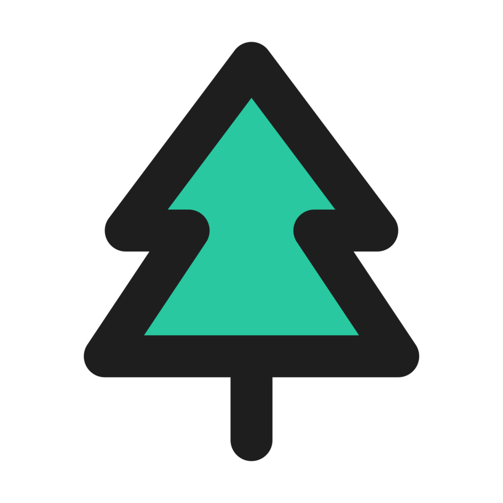 Christmas tree flat color outline icon png