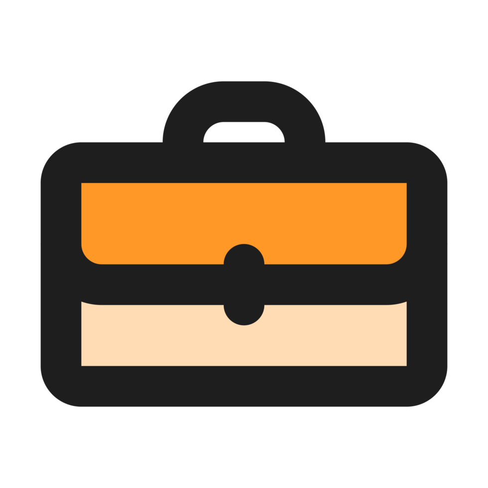 Briefcase flat color outline icon png