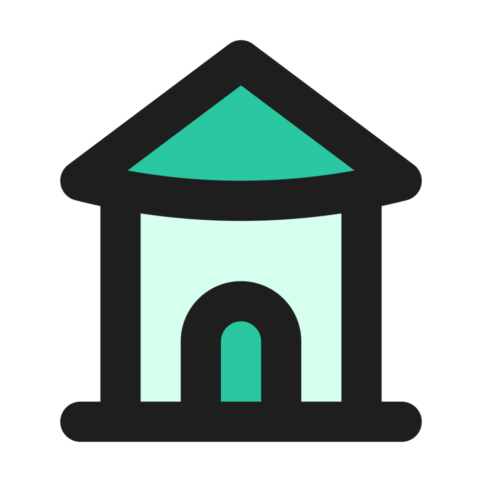 Bungalow flat color outline icon png