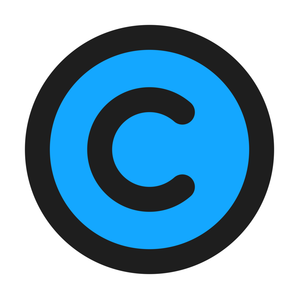 Copyright flat color outline icon png