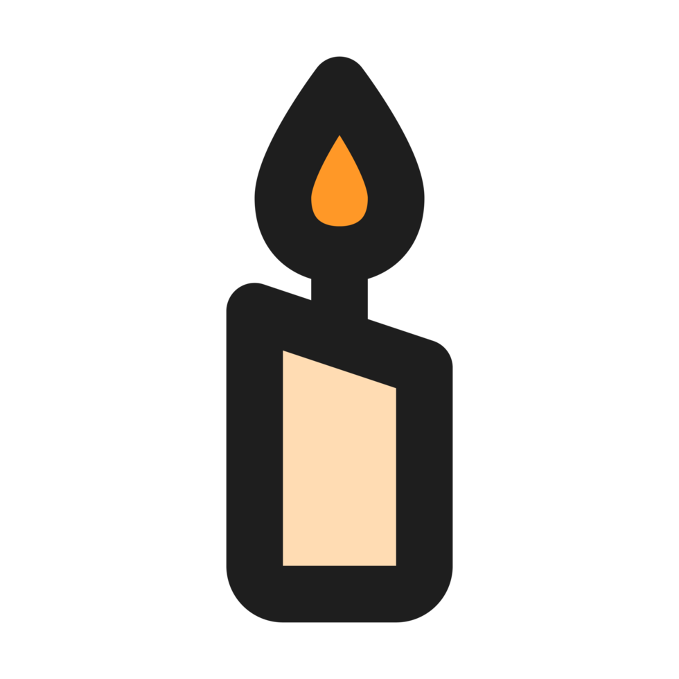 Candle flat color outline icon png