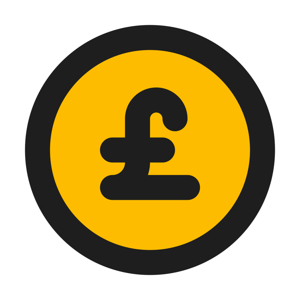 Pound sterling coin flat color outline icon png