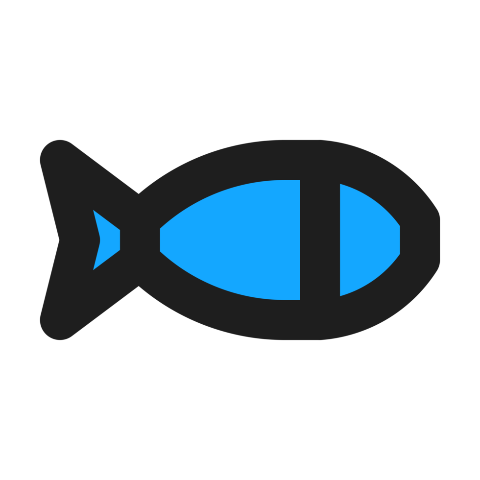 Fish flat color outline icon png